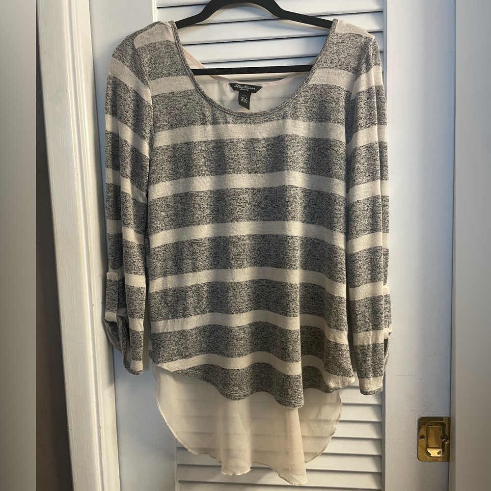 Streetwear Society Size Large summer High-Lo Sweater w/Sheer “Layered” Accent